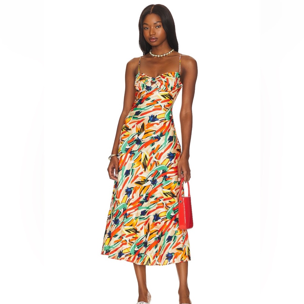 ASTR the label Mariela Dress in Orange and Green Multi size small